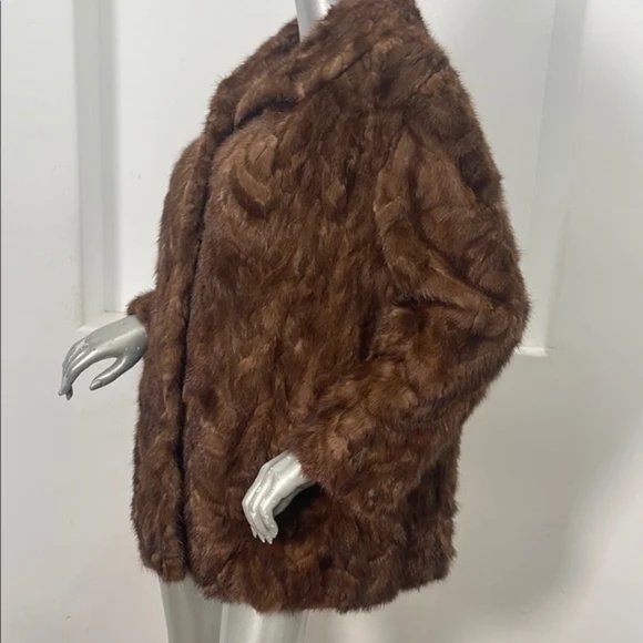 Vintage Bullock’s 50’s-60’s Fur Brown Coat with Pockets Lightweight - Picture 3 of 12